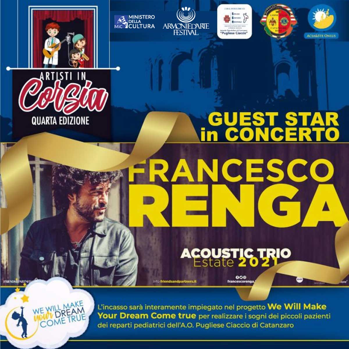 Francesco Renga evento benefico raccolta fondi